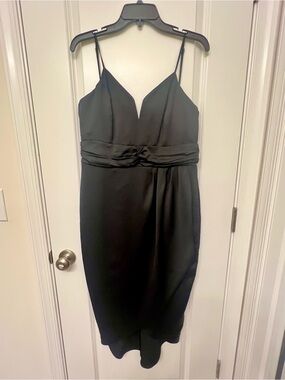 Express Black Spaghetti-Strap Midi Dress with Twisted Waist